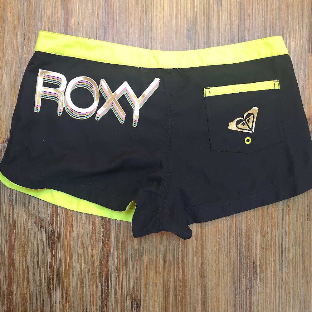 Roxy Women’s Board Short Reversible Neon Green/ Black With Logo Size 9 JRS